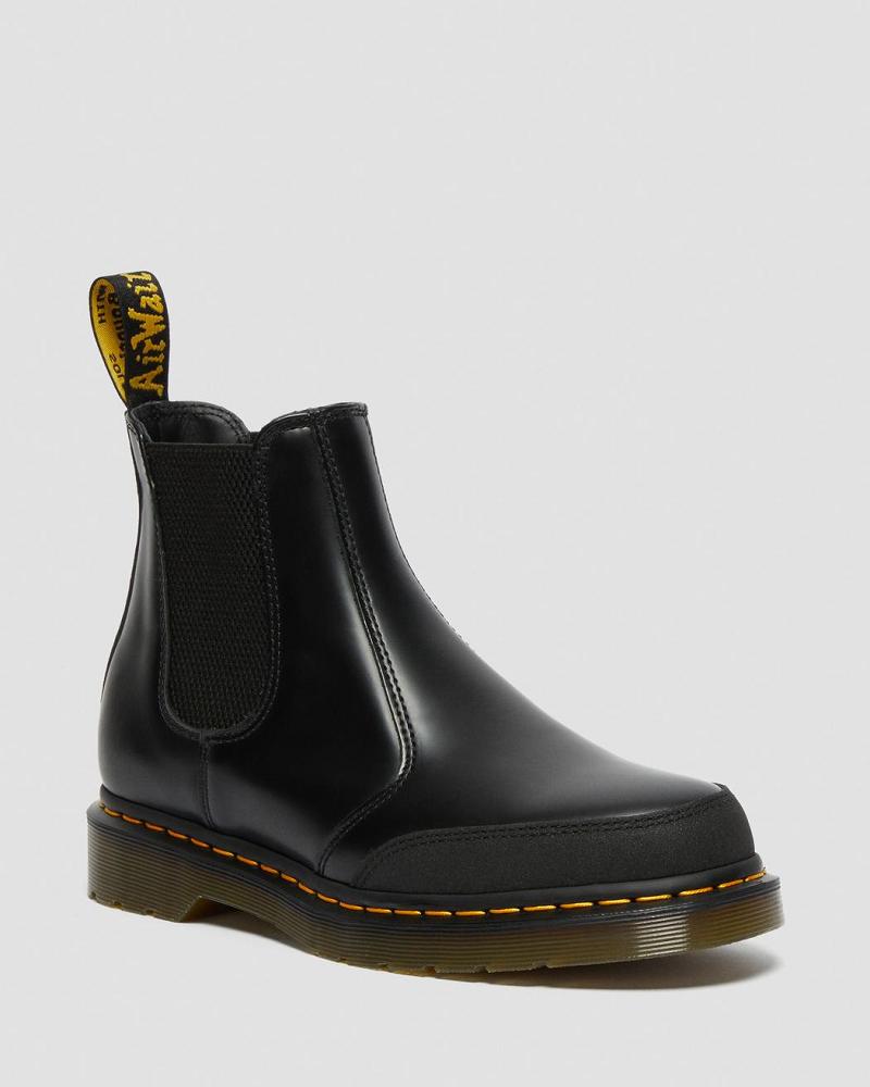 Men\'s Dr Martens 2976 Guard Panel Leather Ankle Boots Black | AU 420OKI